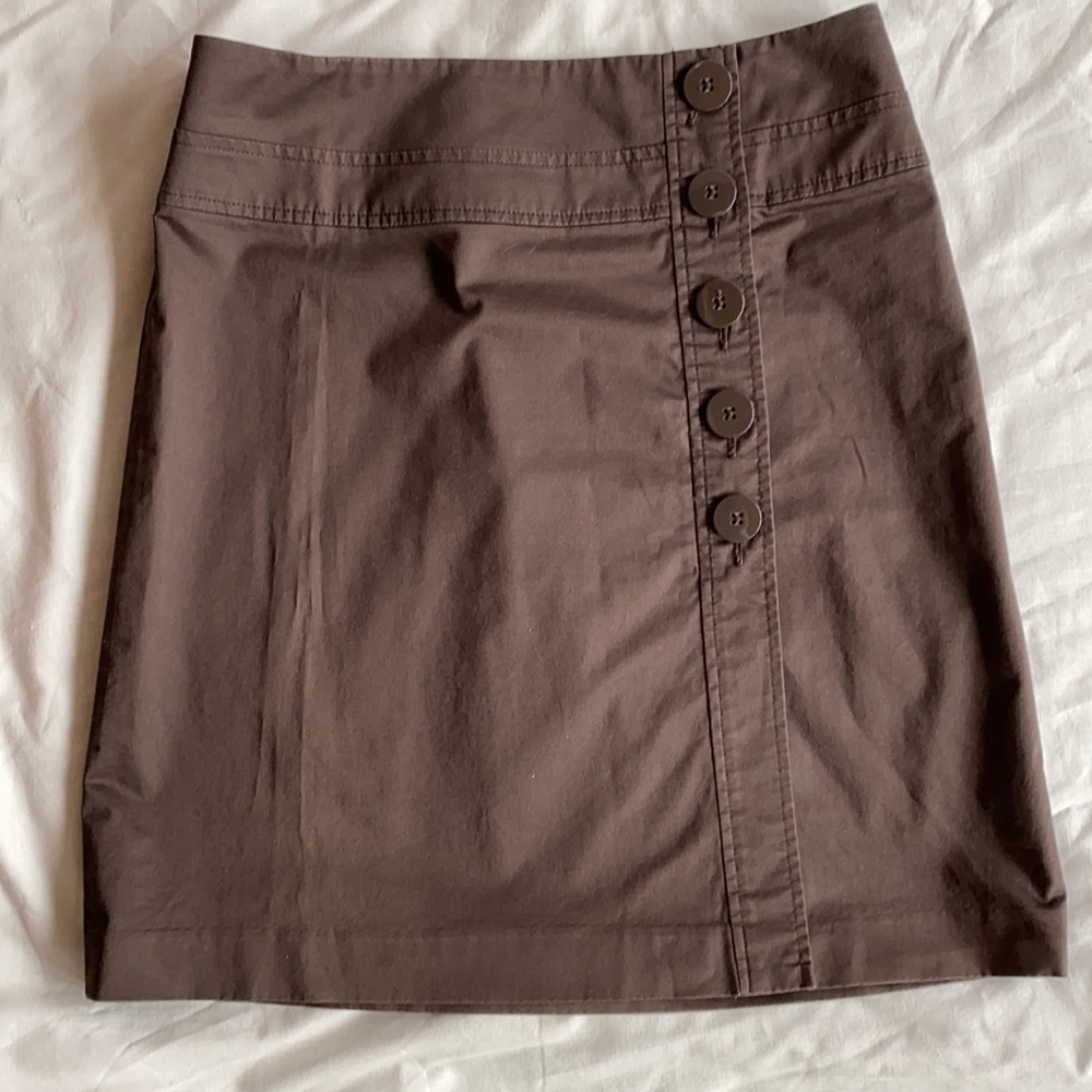 Talbots 6 Espresso Brown Button Front Cotton Skirt CLEAN!